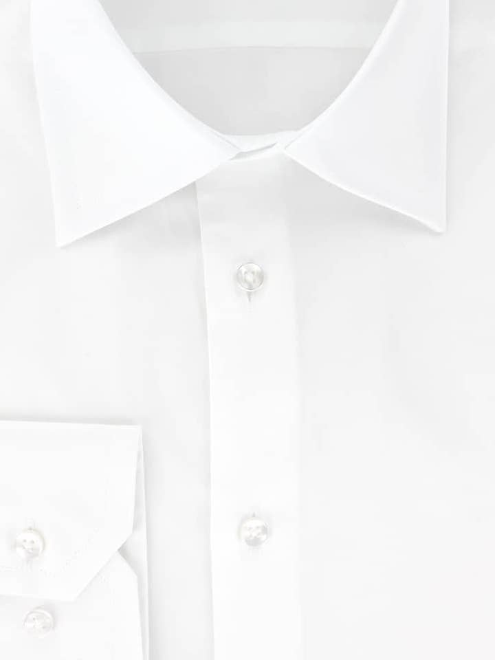 CLASSIC FIT WHITE COTTON SATIN SHIRT WITH FRENCH COLLAR for wholesale by Cotton Park