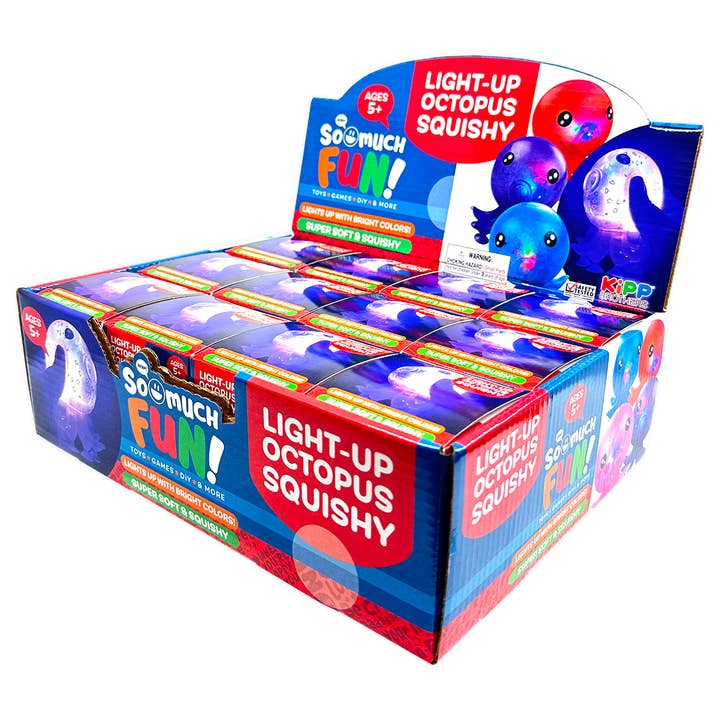 Novelty Brands - Wholesale Squishy Toy - Kids & Baby - So Much Fun! Squishy Light Up Octopus Boxed Toy - 12/Display0