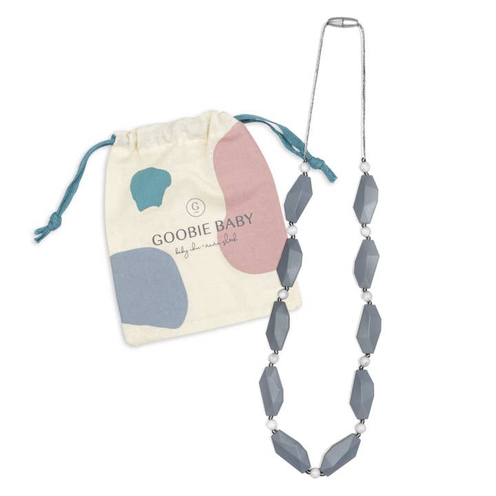 Goobie Baby - Wholesale Teething Necklace - Baby - Naomi Teething Necklace - Gray/Marble