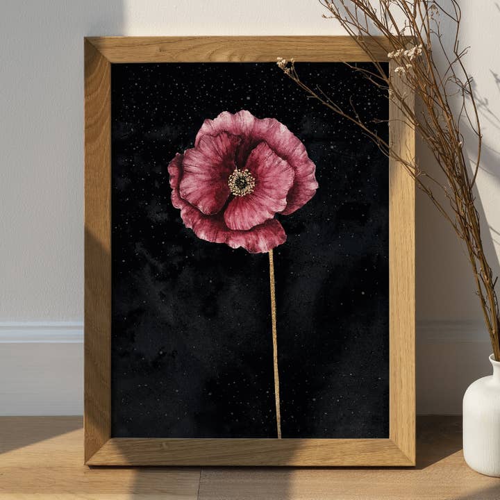 Poppy Flower Art Print - Celestial Witchy Flower Decor for wholesale by The Flow Design