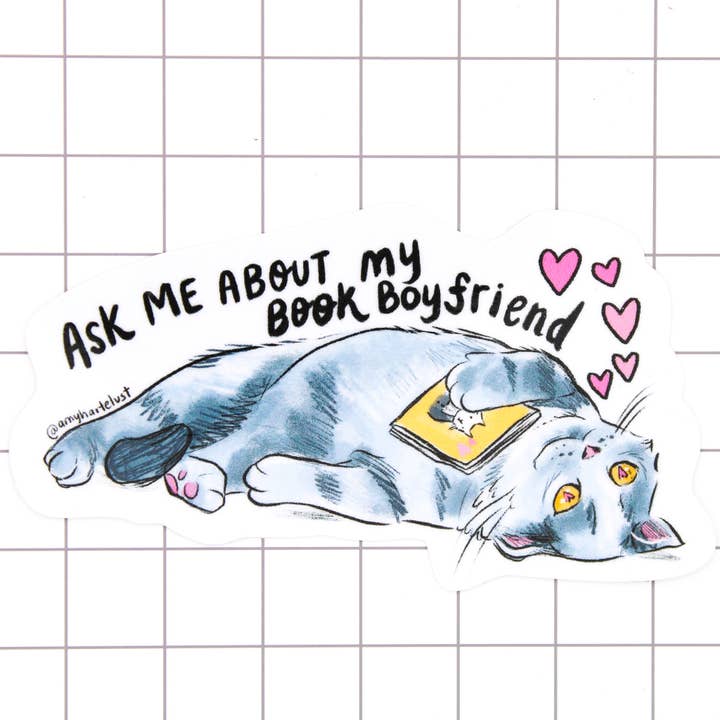 Book Boyfriend Vinyl Sticker for wholesale by Amy Hartelust Art and Illustration