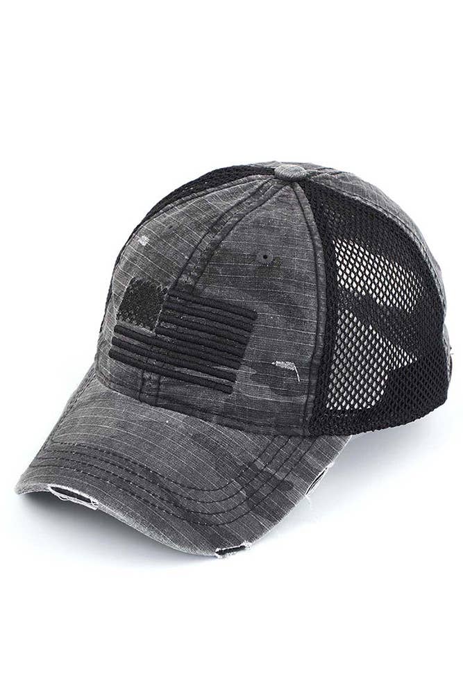Hana - Vente Casquette de baseball – femme - Casquette de baseball Camo brodée avec drapeau américain C.C10
