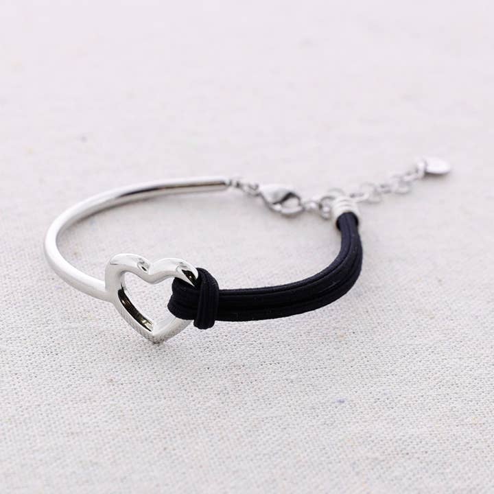 Elastic Rigid Steel Bracelet Heart for wholesale by Sonata