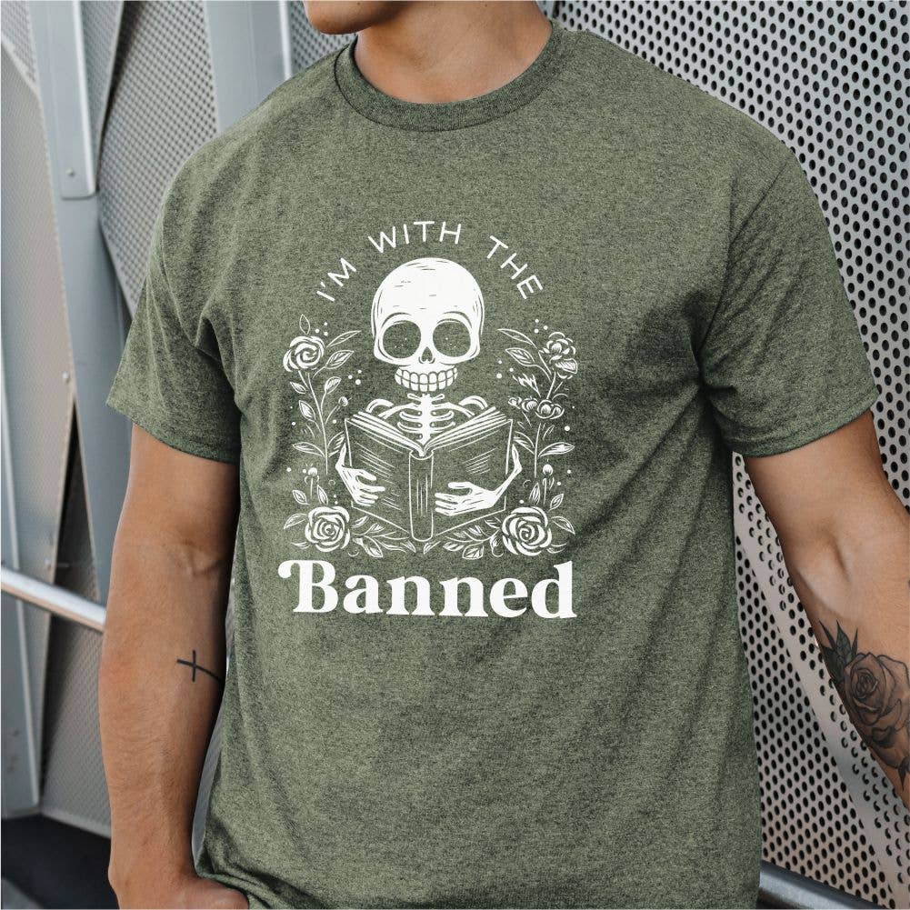 Suzy Swede - Wholesale Screen Printed T-Shirt - Women's - I'm With the Banned Tshirt | Books Read Book Bans Library3