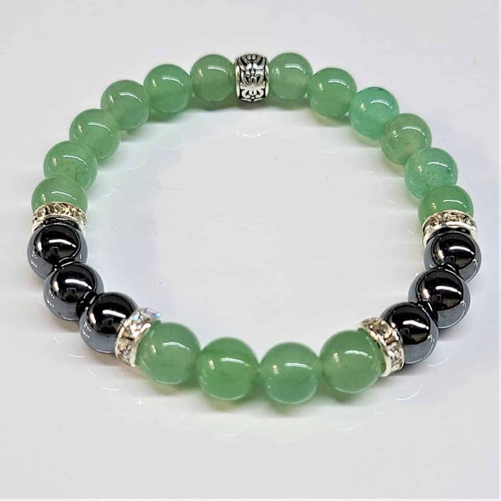 Green Aventurine Hematite Beaded Bracelets 8mm for wholesale by The Healing Sanctuary