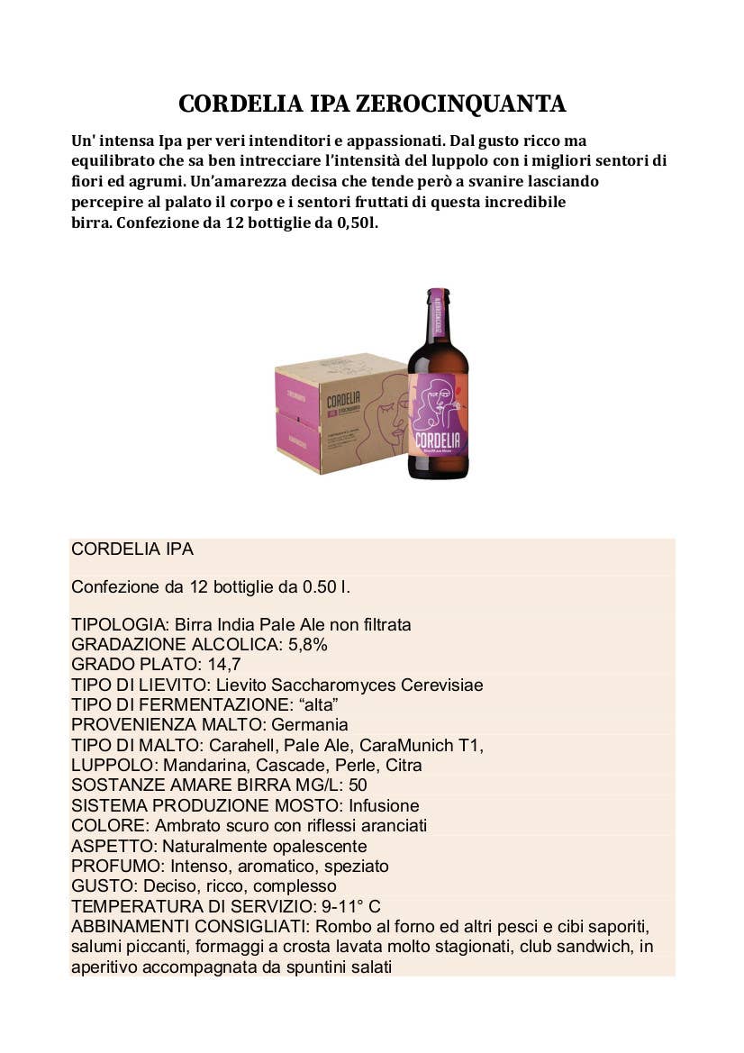 Metina SAS – Cerveja por atacado – Cerveja IPA Cordelia Theresianer 0,50 l2