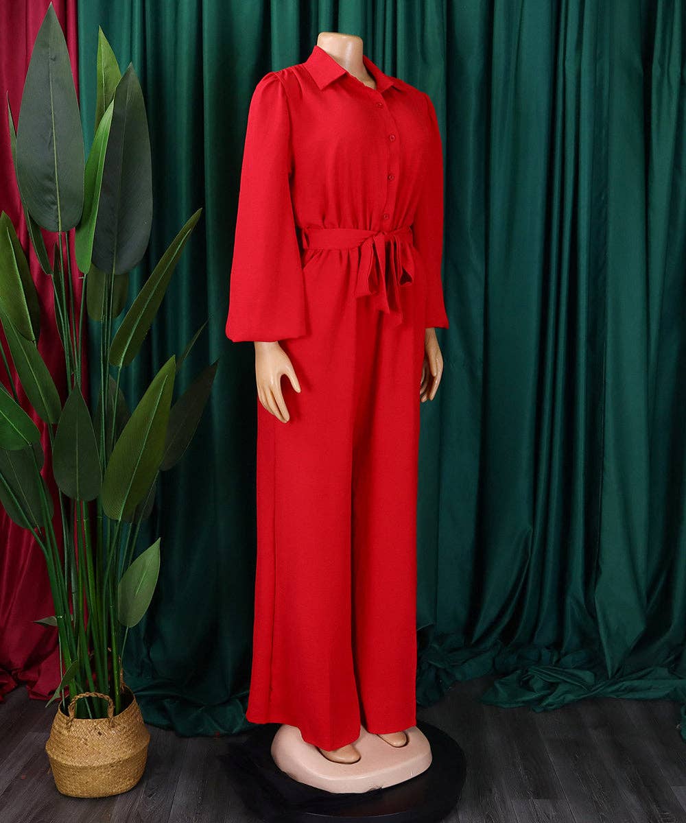 Aria Romance – Engroshandel Jumpsuit - Dame – Langærmet Højtaljet Buksedragt med Vide Ben3