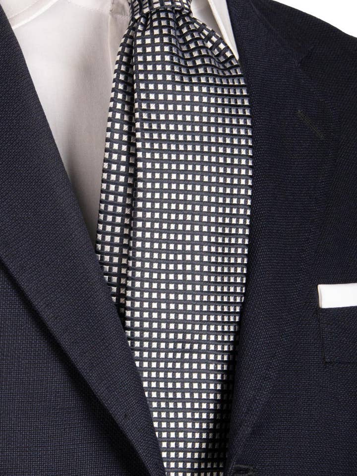 Ceremoniell slips i blått, grått och silvermönstrad siden CY6661 för wholesale av Graffeo Cravatte