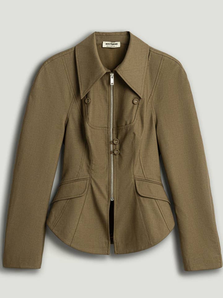 Zip-Front Tailored Jacket for wholesale by NOCTURNE