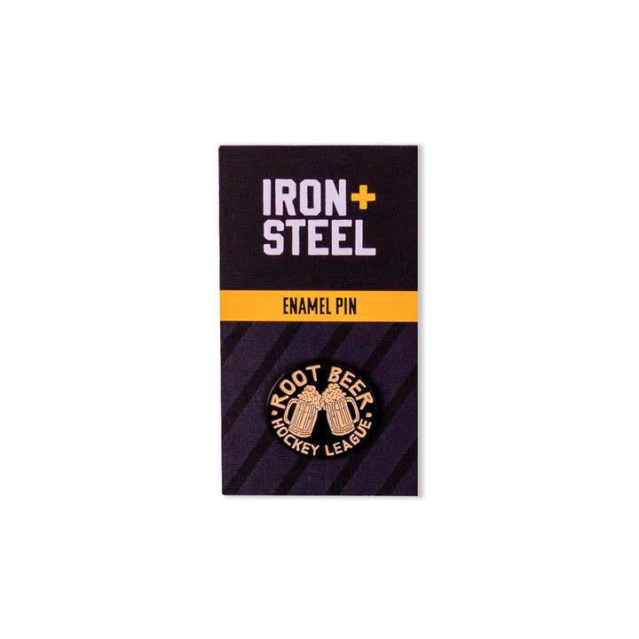 Iron+Steel Hockey - Wholesale Lapel Pin/Button - Root Beer Hockey League Pin