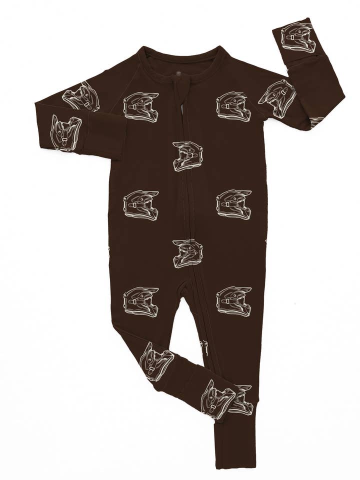 Moto | Barboteuse en bambou marron pour la vente par One Little Love Co