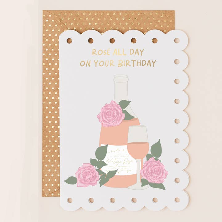 Verjaardagskaart Rosé All Day voor wholesale door Apple & Clover