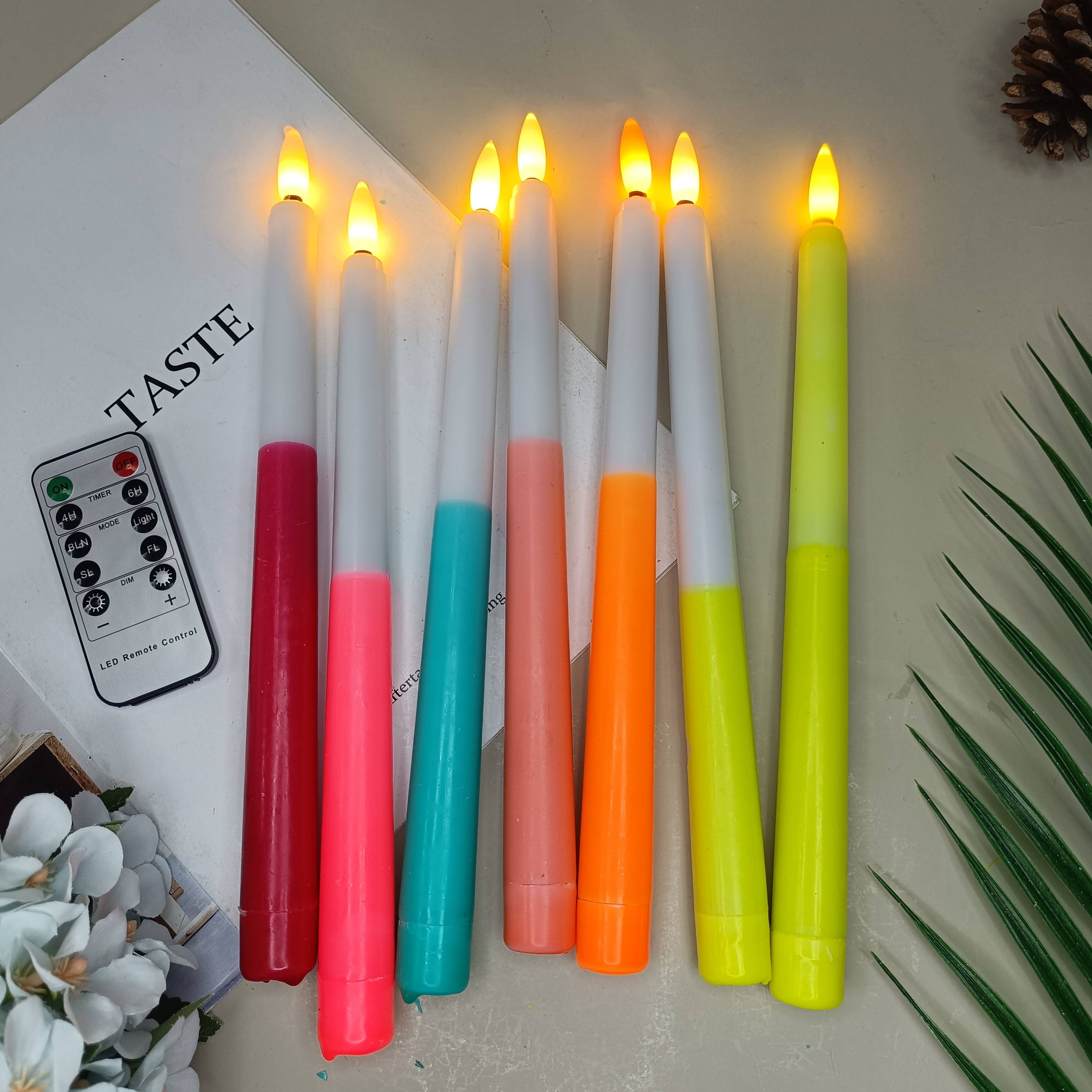 Candles Meta - Wholesale Flameless candle - 6-Pack 11" High Double Color Wax Coated LED Candlestick0