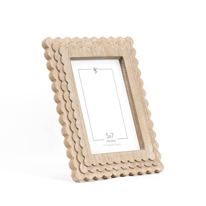 Adams & Co. - Wholesale Picture Frame - 11845 - 8x10x1 wood photo frame (SCALLOP) ntrl (5x7) pic