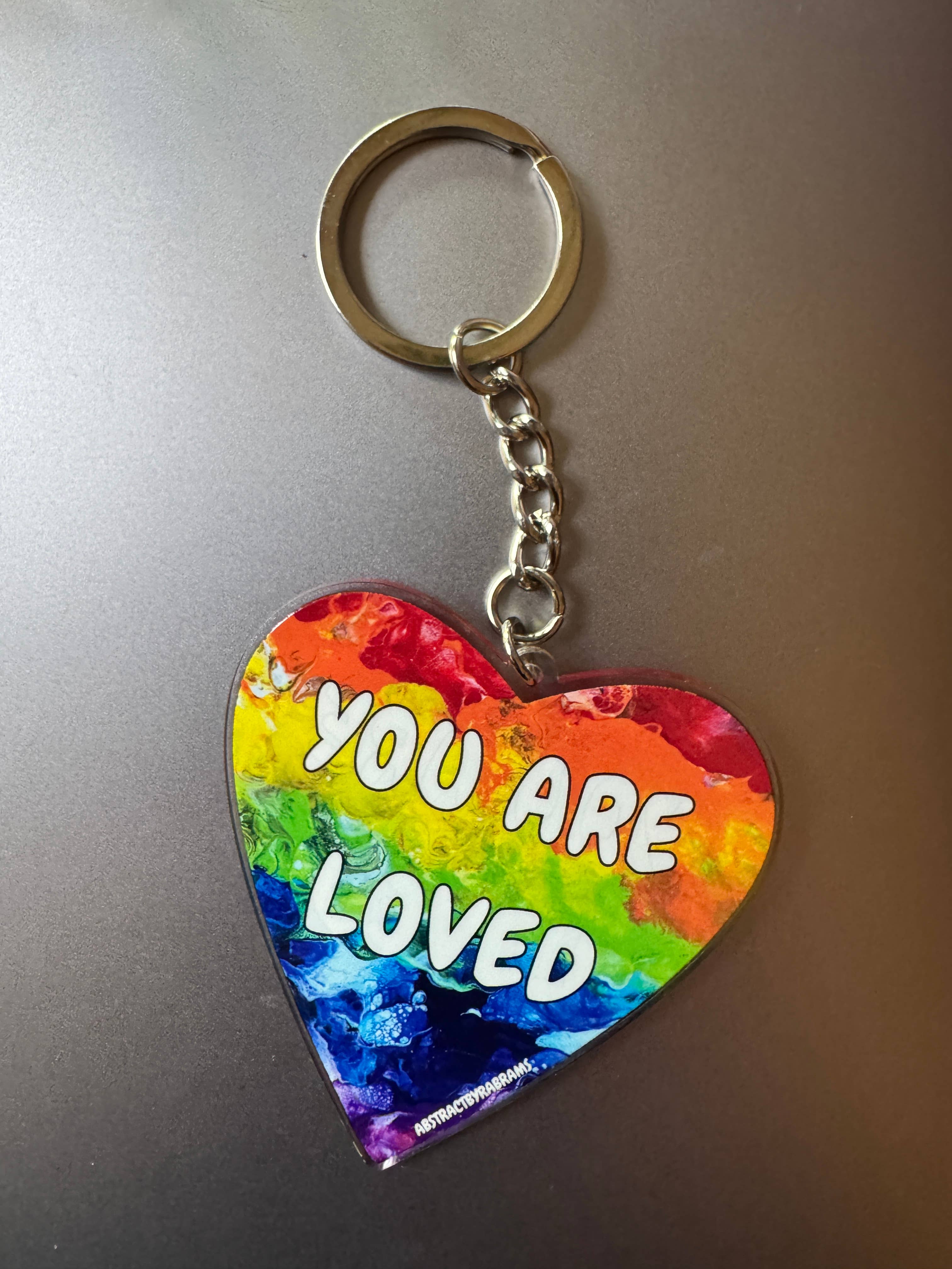 AbstractbyRabrams - Wholesale Keychain - Unisex - Rainbow You Are Loved Acrylic Keychain - LGBTQ2