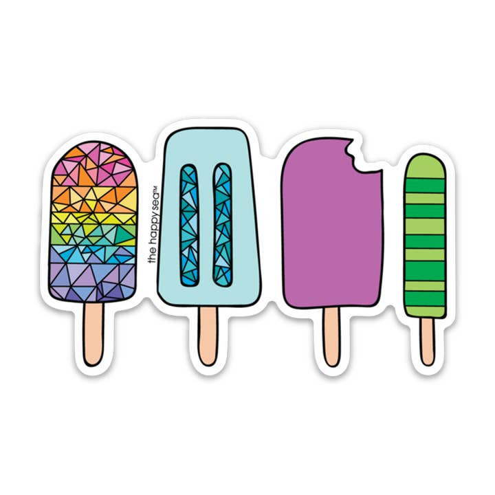 3" Set of 4 Popsicles Vinyl Sticker for wholesale by The Happy Sea