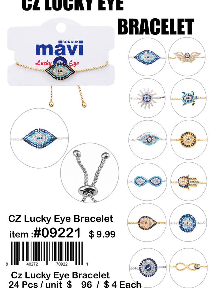 CZ Lucky Eye Bracelets for wholesale by Puka Creations