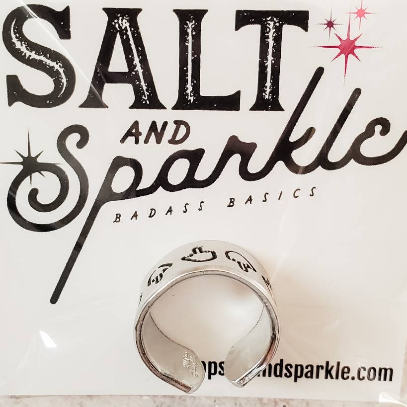 Salt and Sparkle - Wholesale Band/Stacked Ring - Moon Phases Celestial Silver Ring7