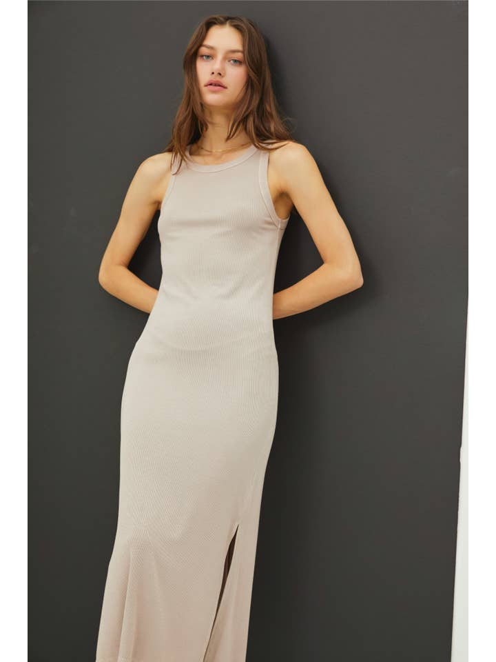 Be Cool - Wholesale Dress - Women's - RIBBED KNIT SIDE SLIT SLEEVELESS TANK MIDI DRESS8