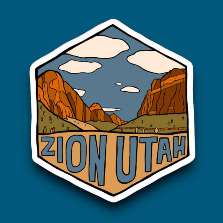 Zion National Park, Utah | Vinyl Hexagon Sticker for wholesale by Blue Bison Apparel