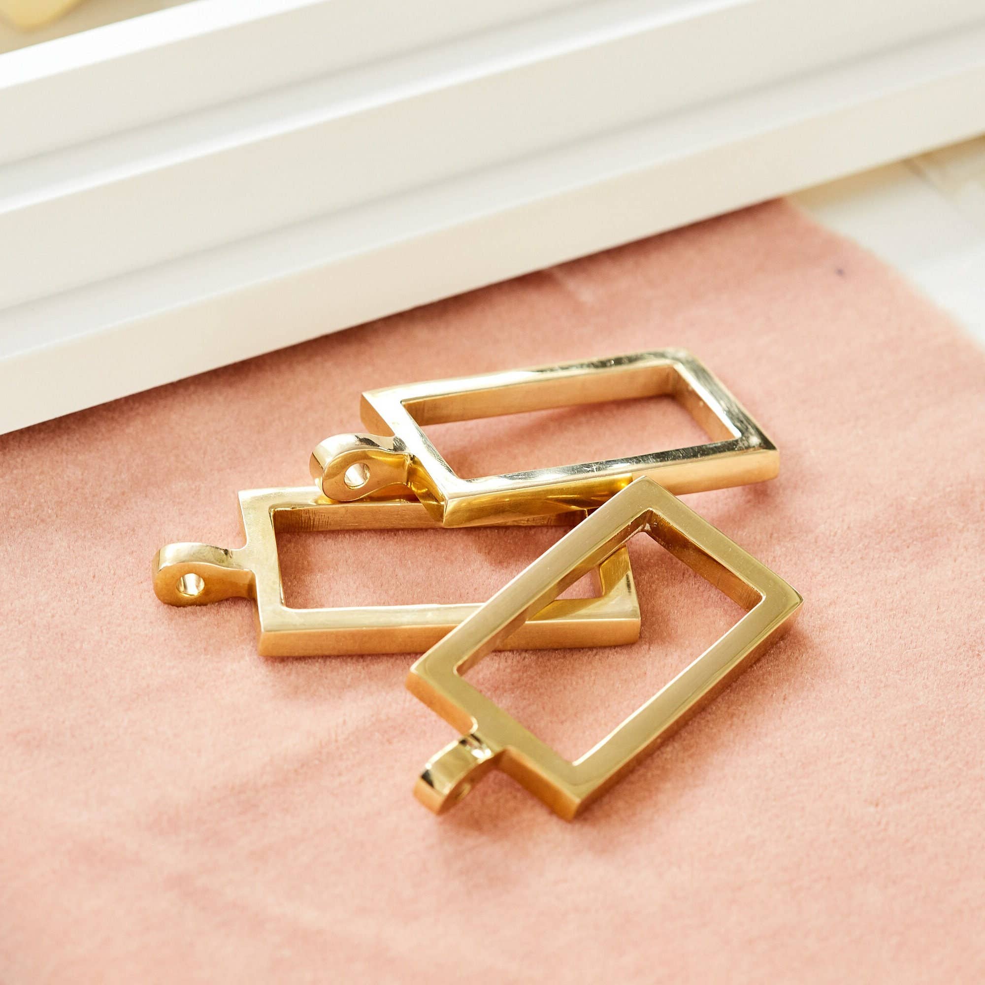 LuxHoldups - Wholesale Curtain Rod - Brass Rectangle Curtain Rings for Lucite Rod by Luxholdups1