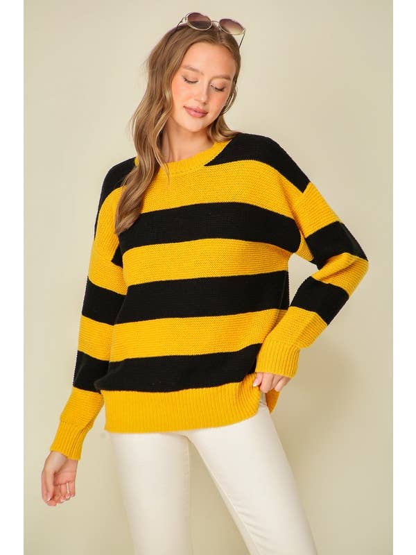 Vanilla Monkey - Wholesale Knit Sweater - Women's - Game Day Stripe Sweater