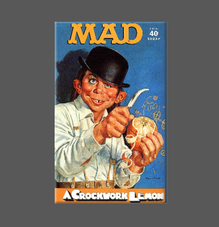 Ba Ba Buttons - Vendita all'ingrosso Calamite - MAD MAGAZINE, magnete, pulsante, Neuman, Clockwork Orange0