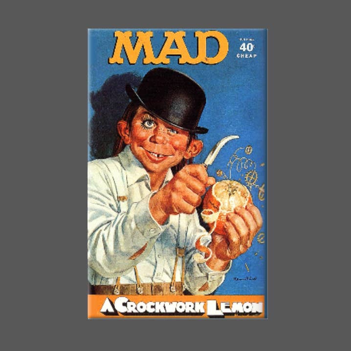 Ba Ba Buttons - Vendita all'ingrosso Calamite - MAD MAGAZINE, magnete, pulsante, Neuman, Clockwork Orange