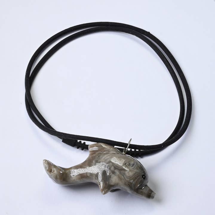 Marble Dolphin Necklace 1.5" - Easy Hook for wholesale by SS handcrafted Art