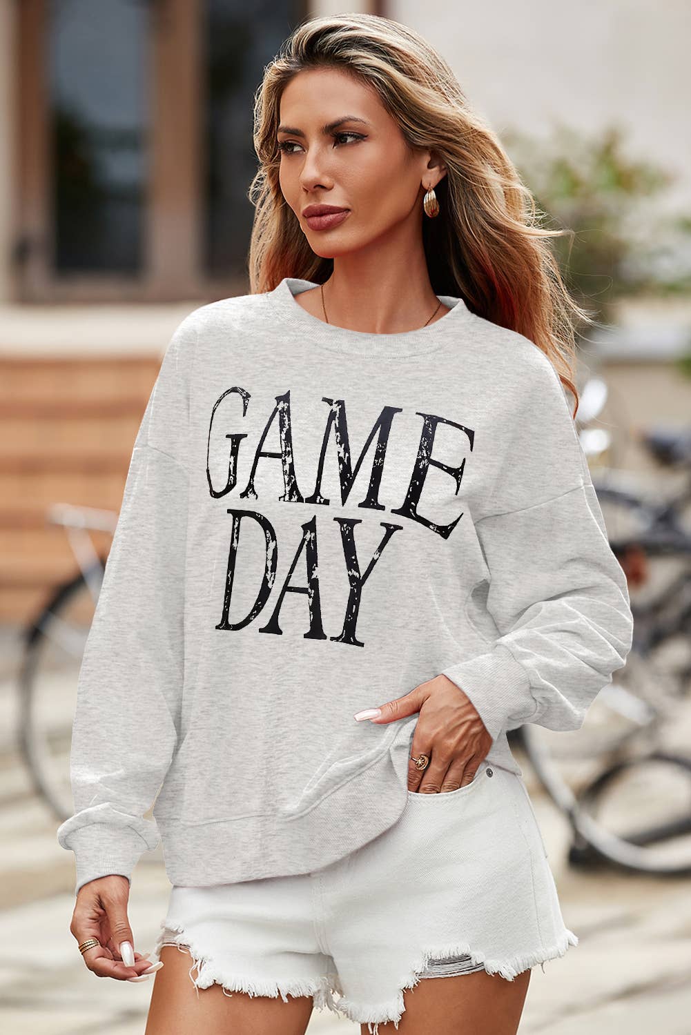 Little Daisy Closet - Wholesale Graphic Sweatshirt - Women's -  LDC GAME DAY Vintage Washed Letter Graphic Baggy Sweatshirt2