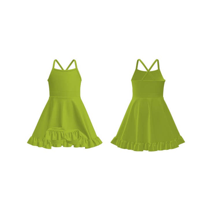 Auraquise - Wholesale Athletic Dress - Kids - Girls Summer Outdoor Solid Color Soft Athletic Dress