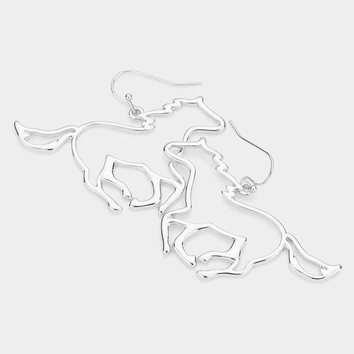 Metal Cut Out Horse Dangle Earrings for wholesale by Sensibling Corp.