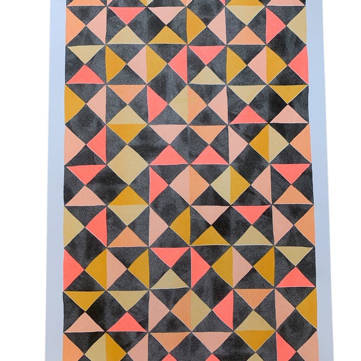 Risograph Print - Abstracte Quilt Sinaasappels 11x17" voor wholesale door StitchPrism