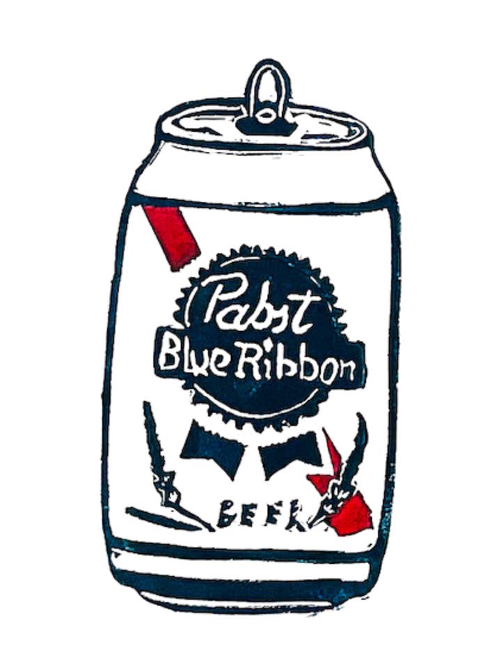PBR Linocut Mini Print (4x6" Digital Reproduction) for wholesale by Art by Nate Crosser