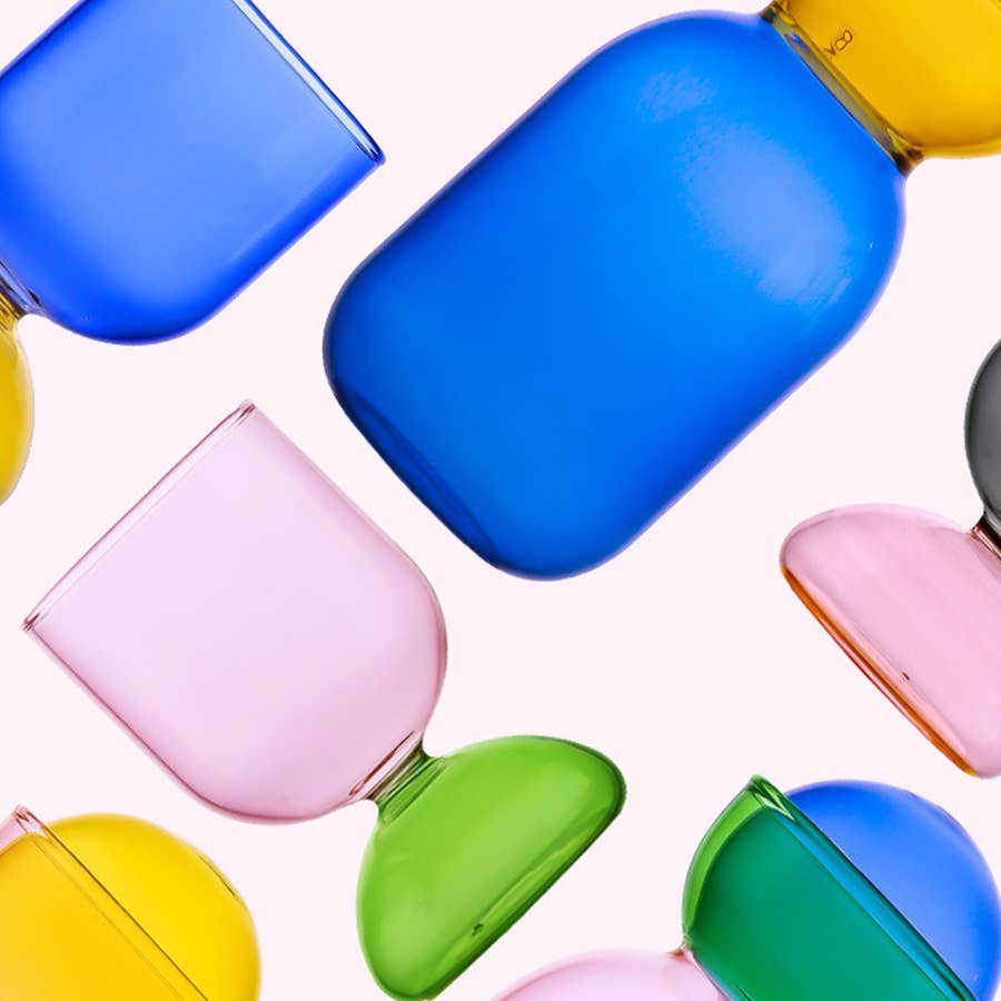 TUTU Home - Wholesale Carafe - “Dopamine" – Pink, Green & Blue Colorplay Glass Carafe3