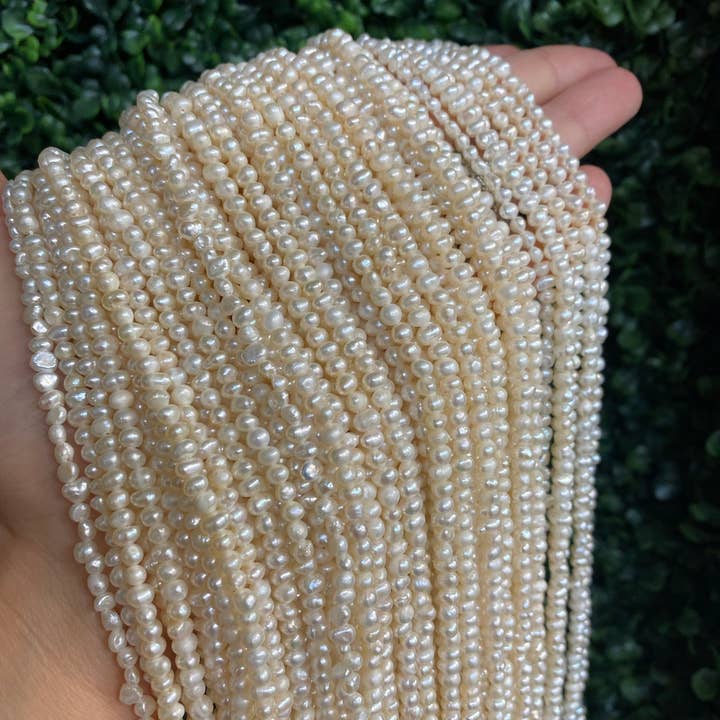 The Bead Bazaar - Wholesale Beads - 3x4mm Baroque Freshwater Pearls, 3mmWholesale Pearls Beads,1