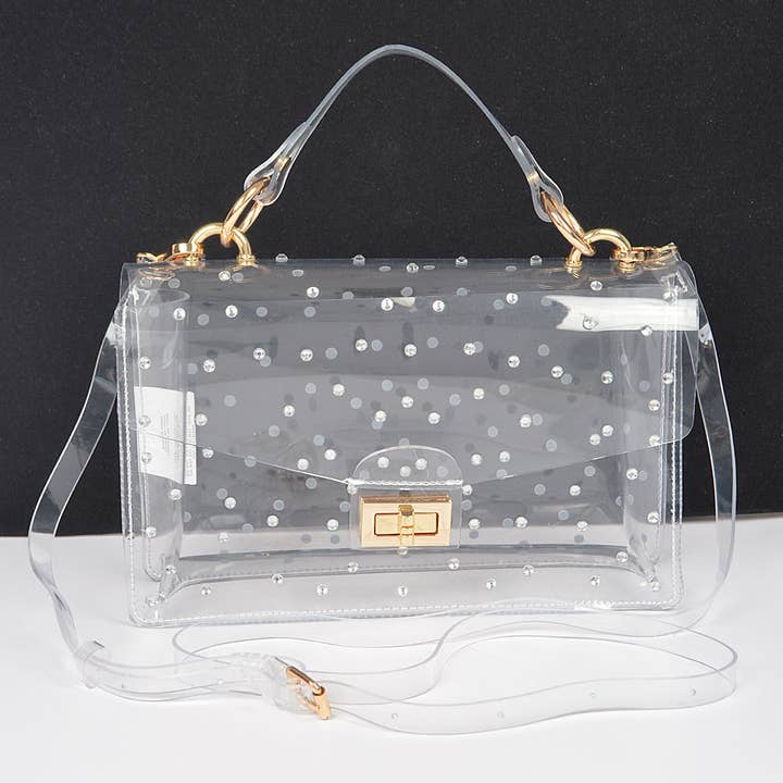 SAC TRANSPARENT AVEC STRASS THERMOFIXÉS pour la vente par 3AM BY H&D ACCESSORIES