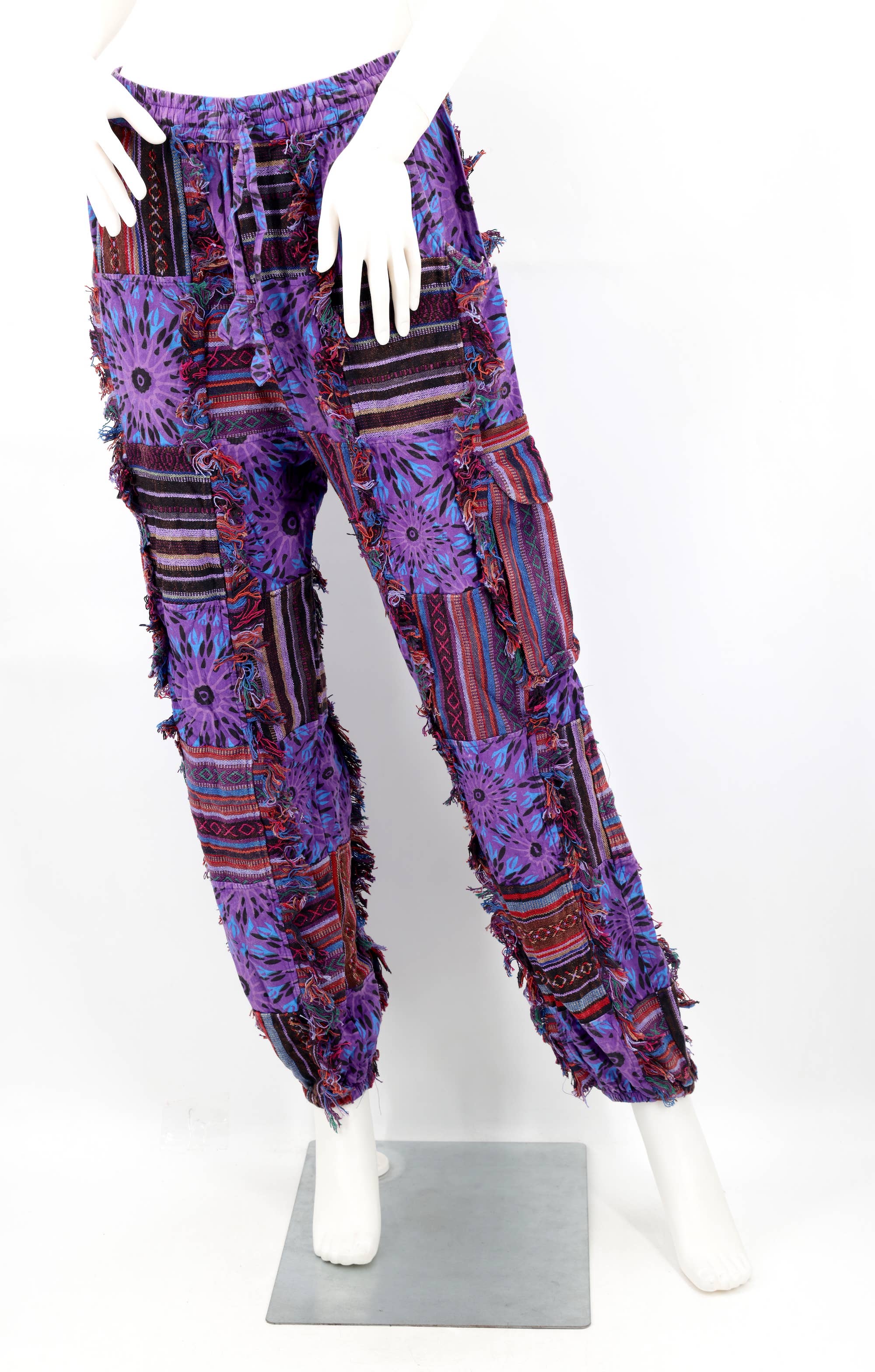 Himalaya Handmade - Wholesale Pants - Unisex - Cotton Hippie Handmade Harem Gheri Patchwork Fringe Bohemian Pants3