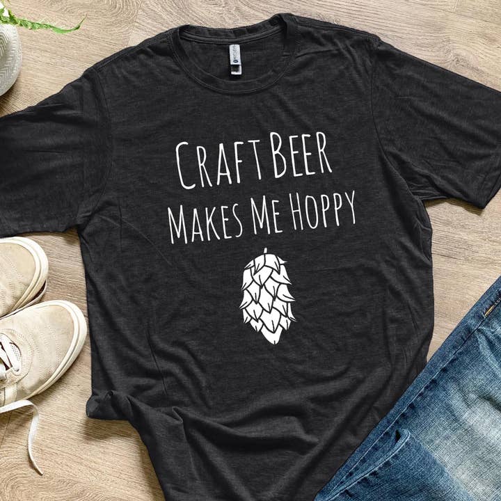 Moonlight Makers - Vente T-shirt sérigraphié – homme - Craft Beer Makes Me Hoppy - T-shirt amusant pour hommes - Hops, Pun6