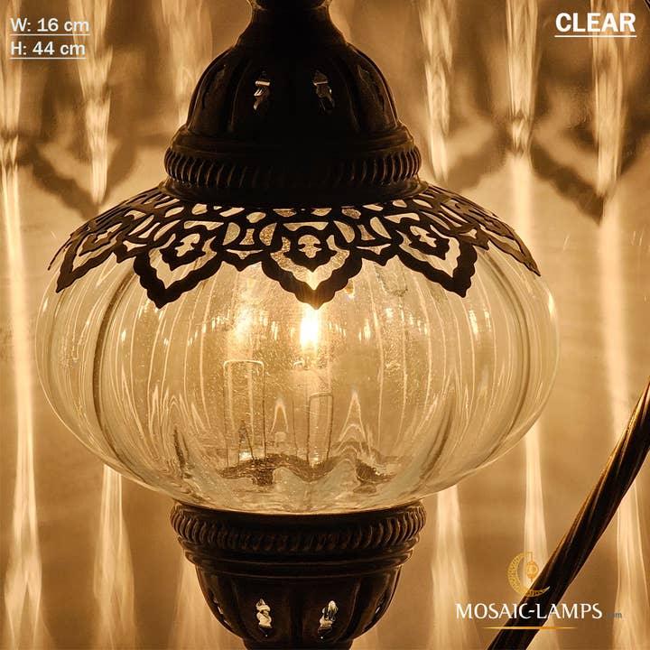Mosaic Lamps - Wholesale Accent/Desk Lamp - Clear Optic Globe Gooseneck Table Lamp, Ottoman Desk Light,