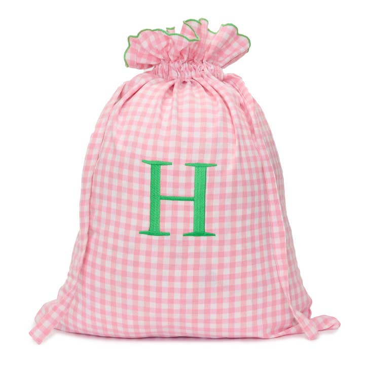 Gingham Drawstring Laundry Bag | Rose for wholesale by Bridie & Bert