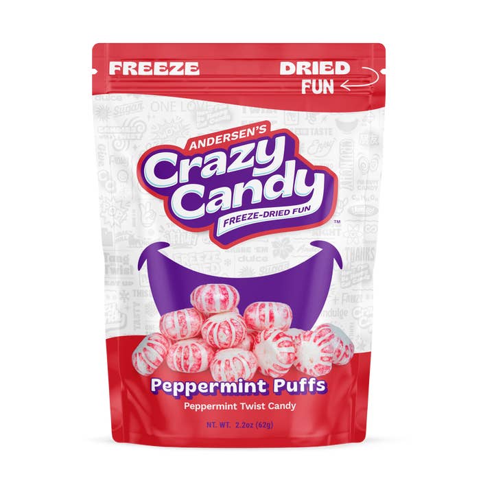 Freeze Dried Peppermint Puffs for wholesale by Andersen’s Crazy Candy