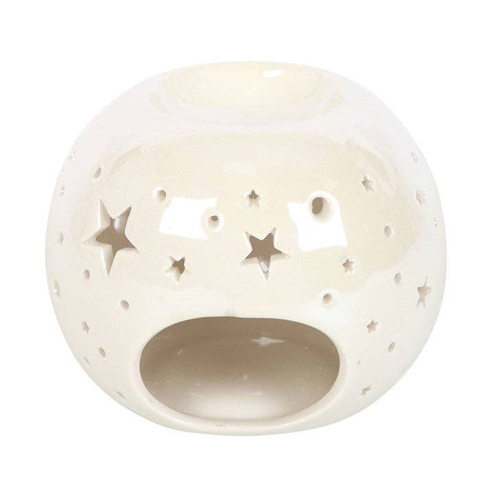 Something Different Wholesale - Wholesale Oil Warmer - White Iridescent Star Oil Burner and Wax Warmer