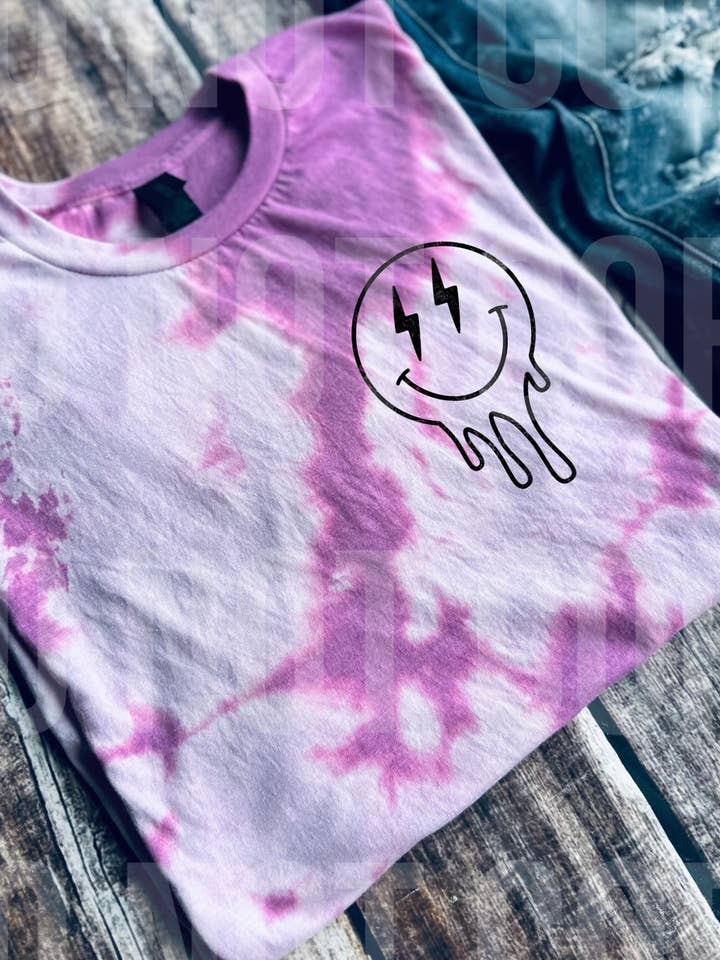 Overstimulated Moms Club Puff Ink Acid Wash Tee for wholesale by Maddie & Mae Custom Apparel Wholesale