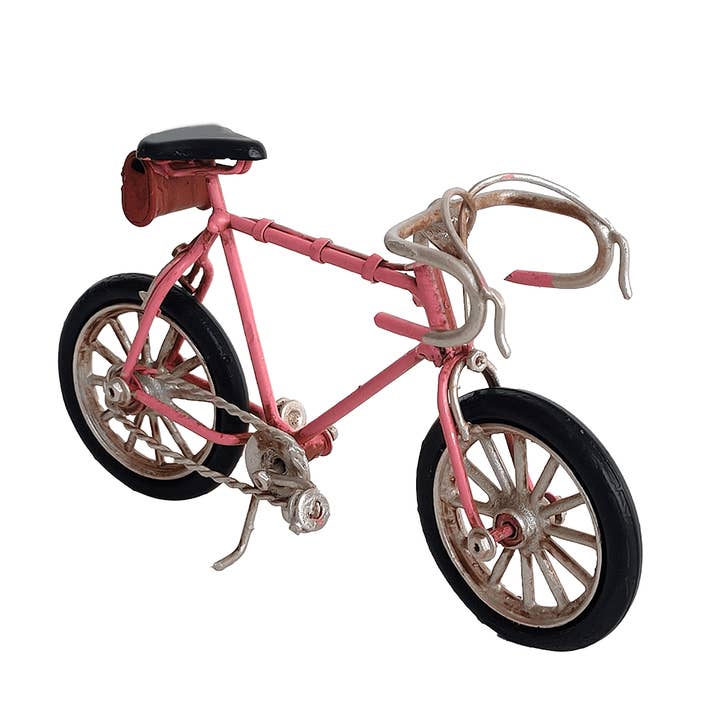 Modelo de bicicleta retro rosa de metal, 15 cm para venta al por mayor de giftland