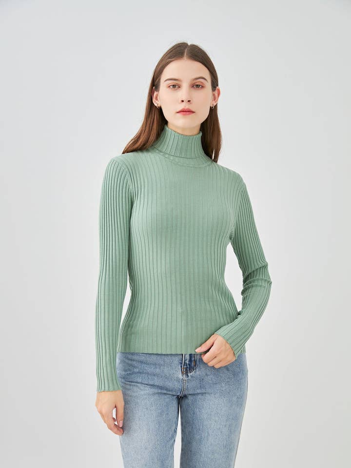 J and W – wholesale Pullovertröja - Dam – Ribbad polotröja i stretchsiden