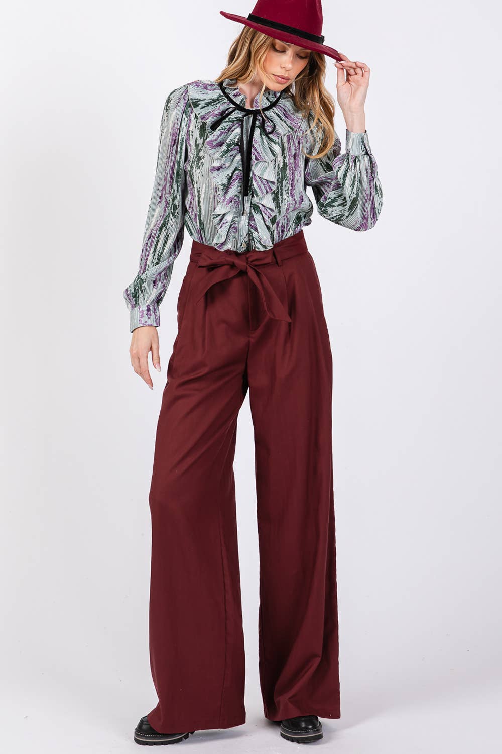 Sage + Fig - Wholesale Pants - Women's - HIGH WAIST BELTED PANTS (SP7328)8