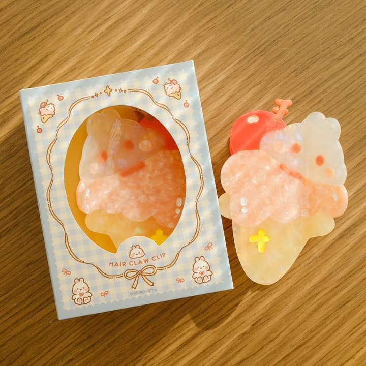 Ice Cream Bunny Hair Claw Clip | Kawaii Acetate Hair O Clip for wholesale by 2jingis2jing