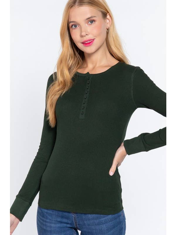 Vanilla Monkey - Wholesale Knit Top - Women's - Long Sleeve Henley Thermal Knit Top8