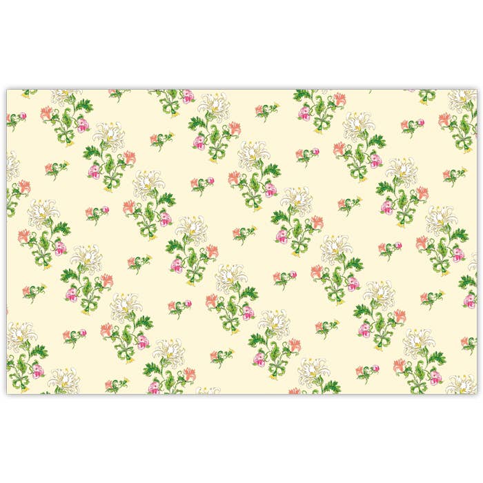 Napperon jaune peint à la main à motifs floraux pour la vente par RosanneBeck Collections